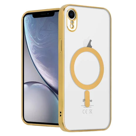 Gold 6D MagSafe Clear Transparent Silicone case for Apple iphone XR