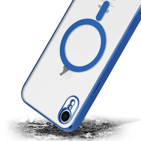 Blue 6D MagSafe Clear Transparent Silicone case for Apple iphone XR