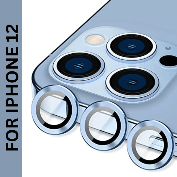 Sierra Blue Metallic camera ring lens guard for Apple iphone 12 - The Hatke