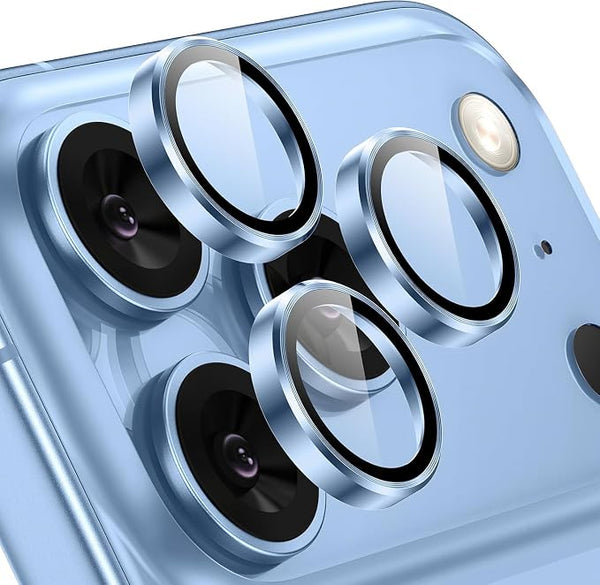 Sierra Blue Metallic camera ring lens guard for Apple iphone 18 Pro - The Hatke