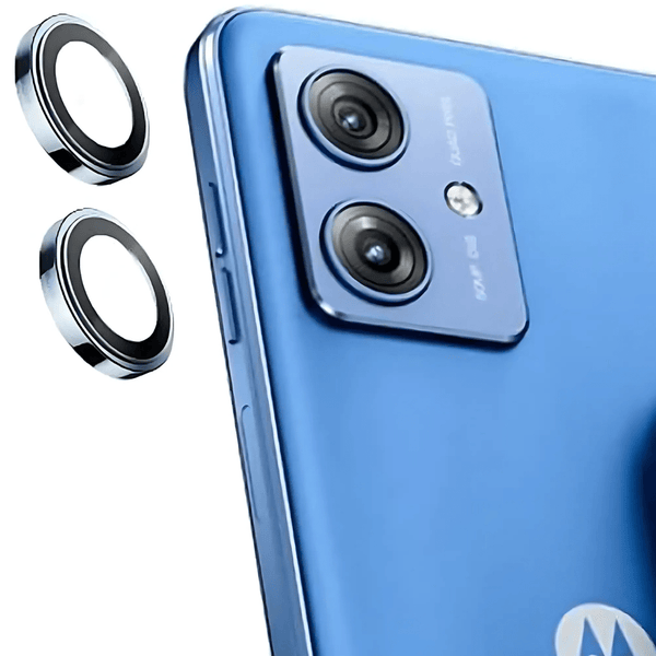 Sierra Blue Metallic camera ring lens guard for Motorola G54 - The Hatke