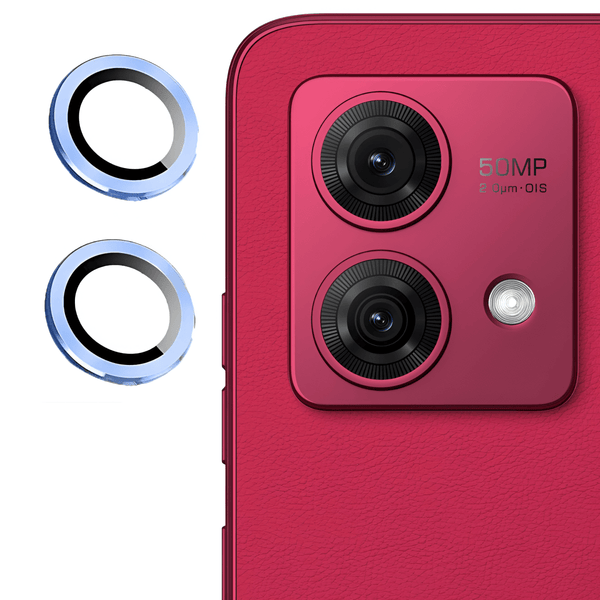Sierra Blue Metallic camera ring lens guard for Motorola G84 - The Hatke