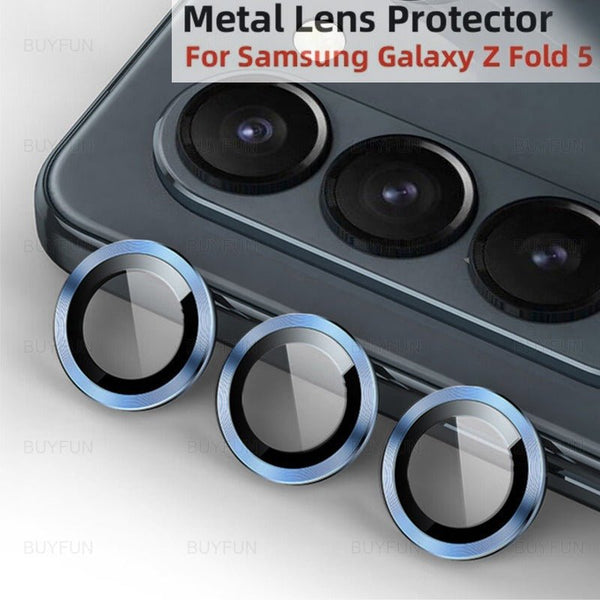 Sierra Blue Metallic camera ring lens guard for Samsung Galaxy Z Fold 5 - The Hatke