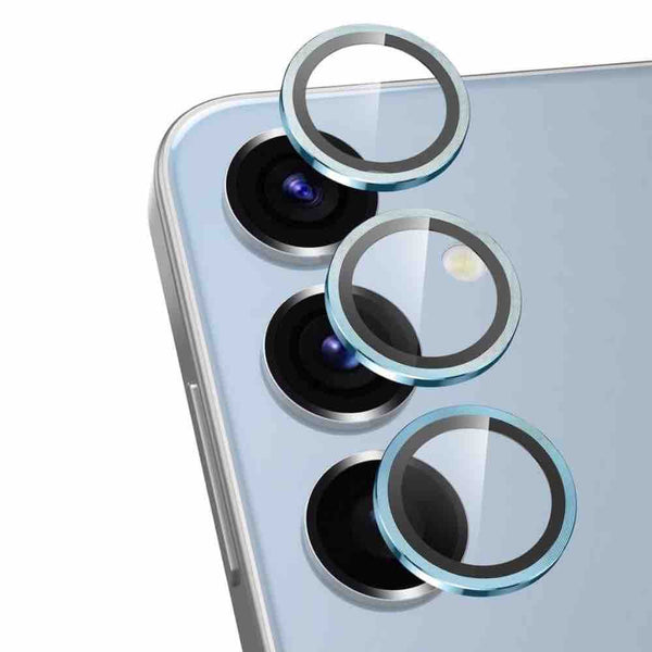 Sierra blue Metallic camera ring lens guard for Samsung S24 FE - The Hatke