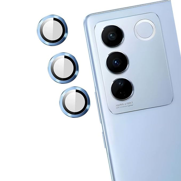 Sierra Blue Metallic camera ring lens guard for Vivo V27 - The Hatke