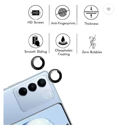 Sierra Blue Metallic camera ring lens guard for Vivo V27 - The Hatke
