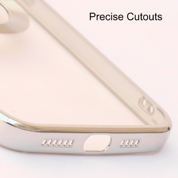 Silver 6D Chrome Logo Cut Transparent Case for Apple iphone 15 Pro - The Hatke