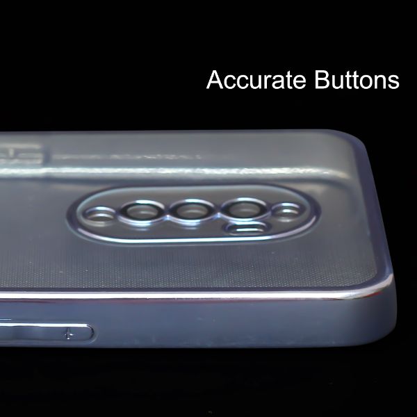 Silver 6D Chrome Logo Cut Transparent Case for Oppo Reno 2F - The Hatke