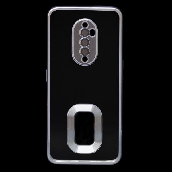 Silver 6D Chrome Logo Cut Transparent Case for Oppo Reno 2F - The Hatke