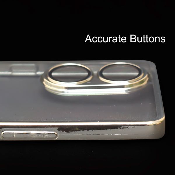 Silver 6D Chrome Logo Cut Transparent Case for Oppo Reno 8T - The Hatke