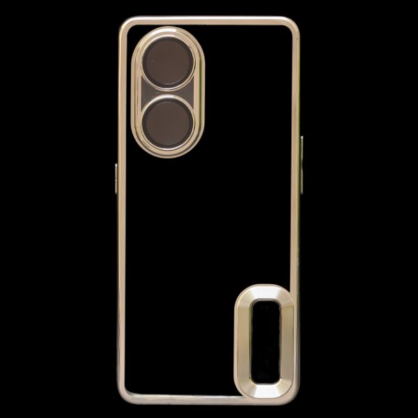 Silver 6D Chrome Logo Cut Transparent Case for Oppo Reno 8T - The Hatke