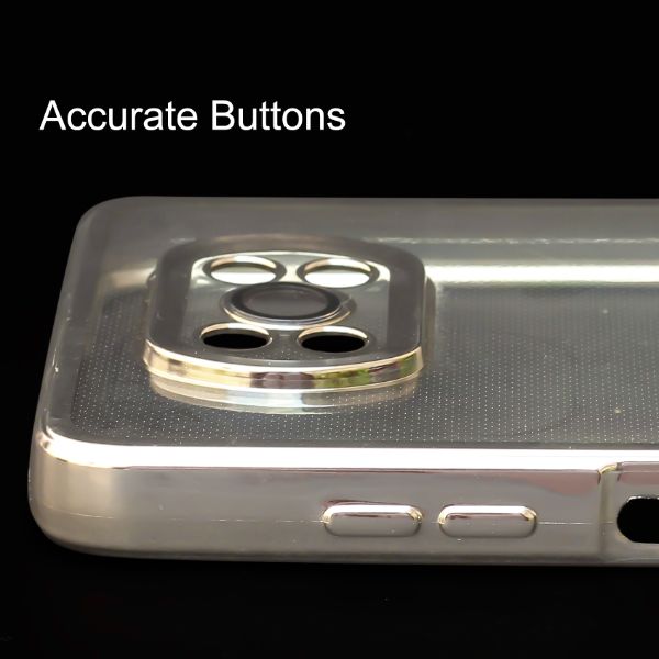 Silver 6D Chrome Logo Cut Transparent Case for Poco X3 - The Hatke