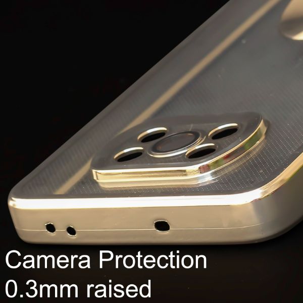 Silver 6D Chrome Logo Cut Transparent Case for Poco X3 - The Hatke