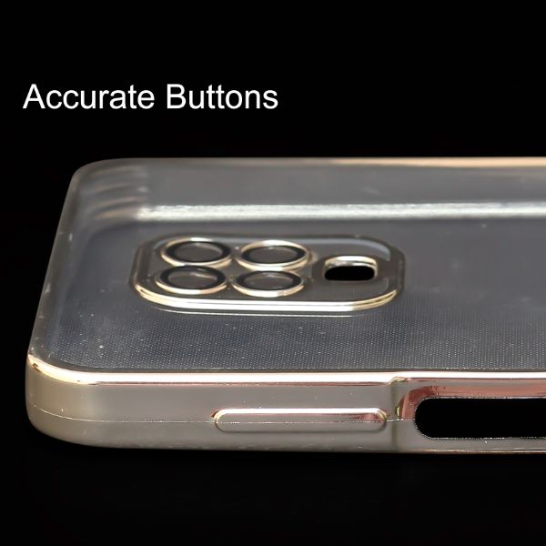 Silver 6D Chrome Logo Cut Transparent Case for Redmi Note 9 Pro - The Hatke