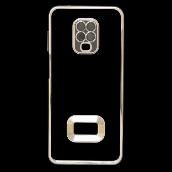 Silver 6D Chrome Logo Cut Transparent Case for Redmi Note 9 Pro - The Hatke