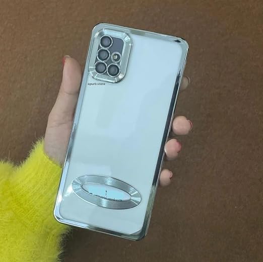 Silver 6D Chrome Logo Cut Transparent Case for Samsung A51 - The Hatke
