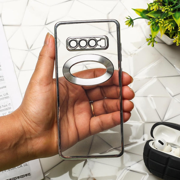 Silver 6D Chrome Logo Cut Transparent Case for Samsung Note 8 - The Hatke