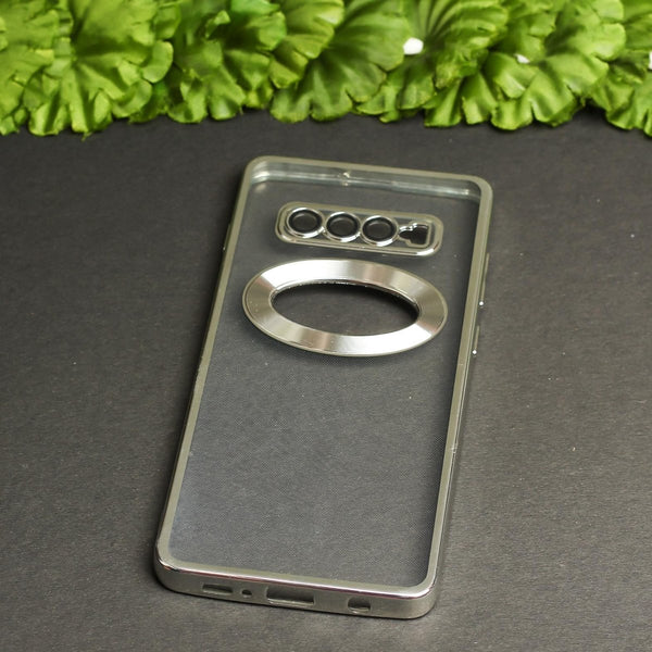 Silver 6D Chrome Logo Cut Transparent Case for Samsung Note 8 - The Hatke