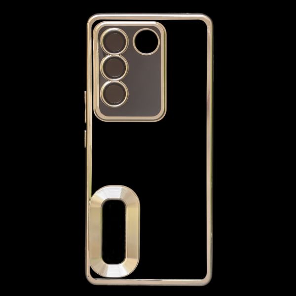Silver 6D Chrome Logo Cut Transparent Case for Vivo V27 5G - The Hatke