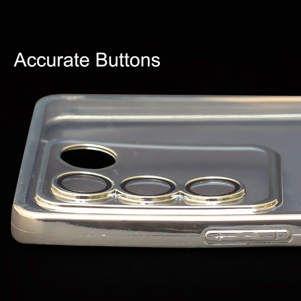 Silver 6D Chrome Logo Cut Transparent Case for Vivo V27 5G - The Hatke