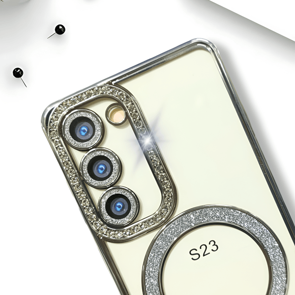 Silver Diamond Gradient Transparent Silicone case for Samsung S23 5G - The Hatke