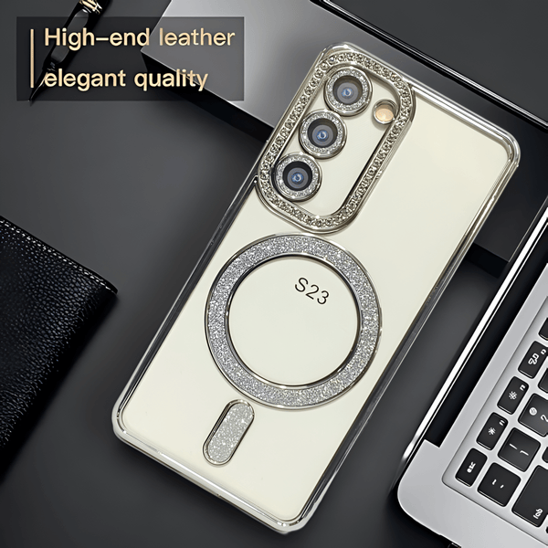 Silver Diamond Gradient Transparent Silicone case for Samsung S23 5G - The Hatke