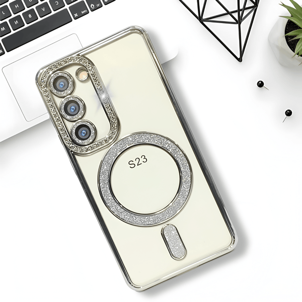 Silver Diamond Gradient Transparent Silicone case for Samsung S23 5G - The Hatke