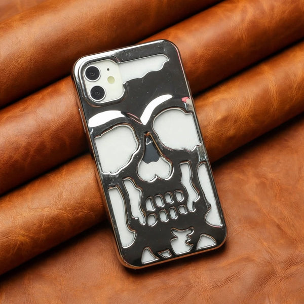Silver Hollow Skull Design Silicone case for Apple iphone 12 - The Hatke
