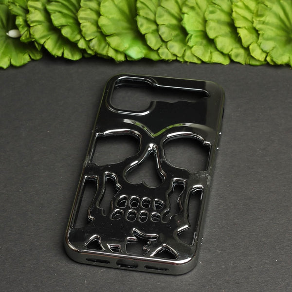 Silver Hollow Skull Design Silicone case for Apple iphone 12 - The Hatke