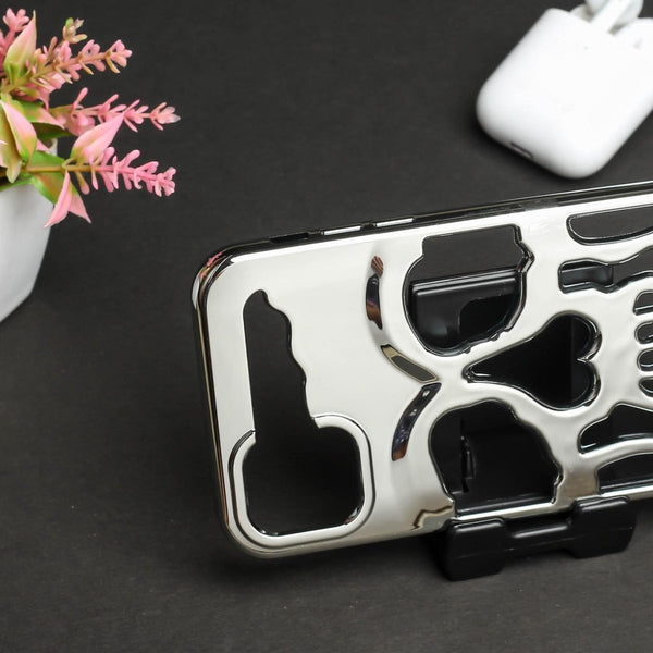 Silver Hollow Skull Design Silicone case for Apple iphone 12 - The Hatke