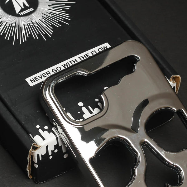 Silver Hollow Skull Design Silicone case for Apple iphone 12 - The Hatke