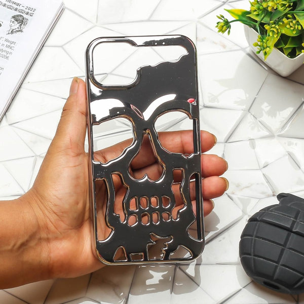 Silver Hollow Skull Design Silicone case for Apple iphone 13 Pro Max - The Hatke