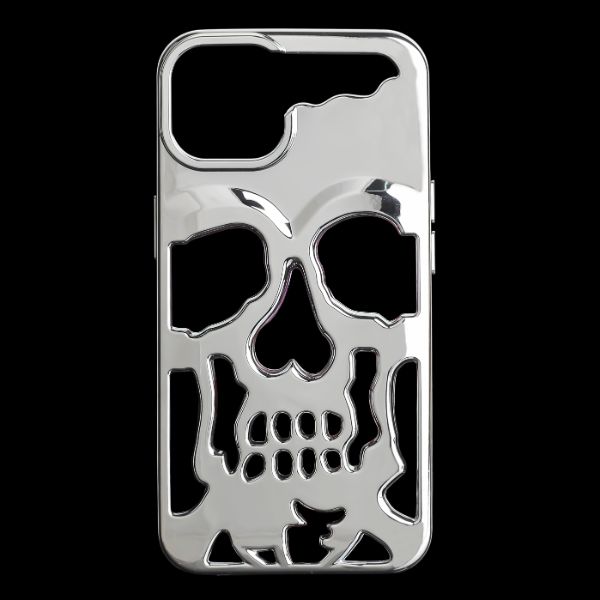 Silver Hollow Skull Design Silicone case for Apple iphone 14 Plus - The Hatke