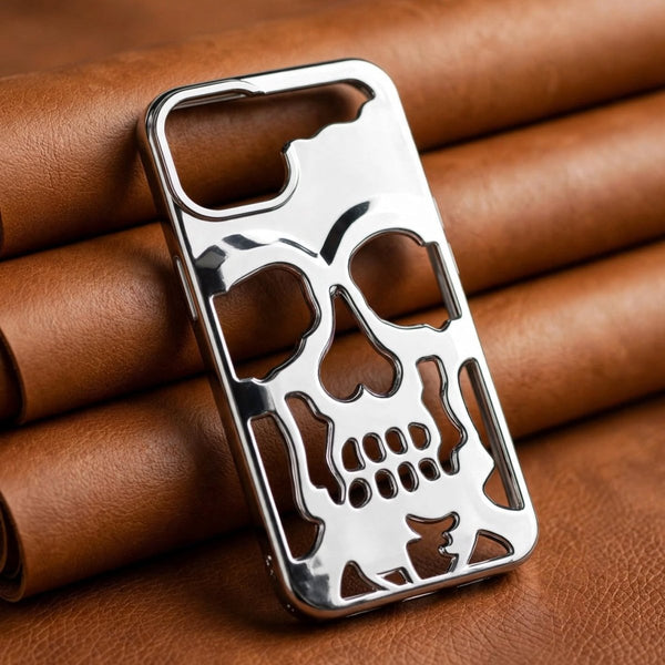 Silver Hollow Skull Design Silicone case for Apple iphone 14 Plus - The Hatke