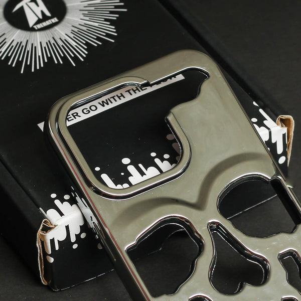 Silver Hollow Skull Design Silicone case for Apple iphone 14 Pro - The Hatke