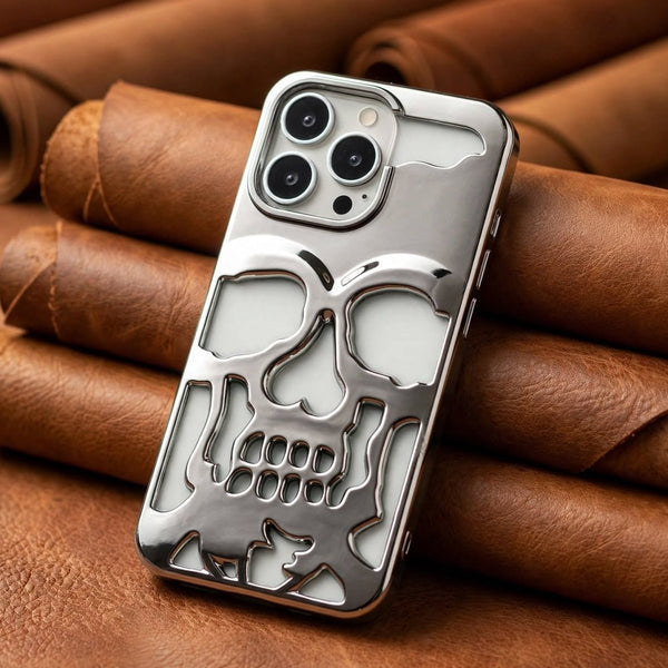 Silver Hollow Skull Design Silicone case for Apple iphone 14 Pro Max - The Hatke