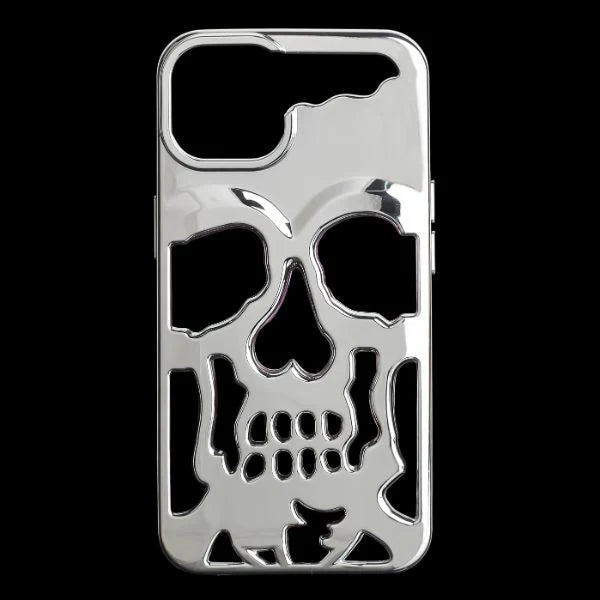 Silver Hollow Skull Design Silicone case for Apple iphone 15 - The Hatke