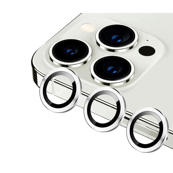 Silver Metallic camera ring lens guard for Apple iphone 15 Pro - The Hatke