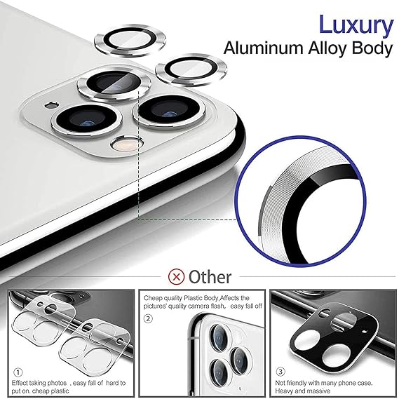Silver Metallic camera ring lens guard for Apple iphone 15 Pro Max - The Hatke
