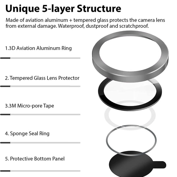 Silver Metallic camera ring lens guard for Apple iphone 17 Pro - The Hatke