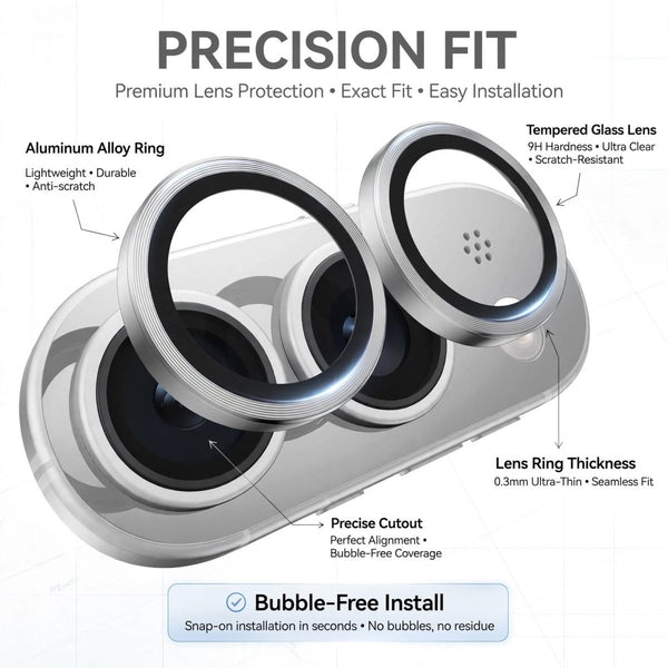 Silver Metallic camera ring lens guard for Apple iphone Duo - The Hatke