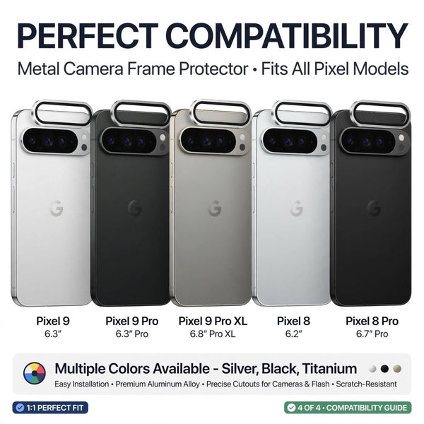 Silver Metallic camera ring lens guard for Google Pixel 11 - The Hatke