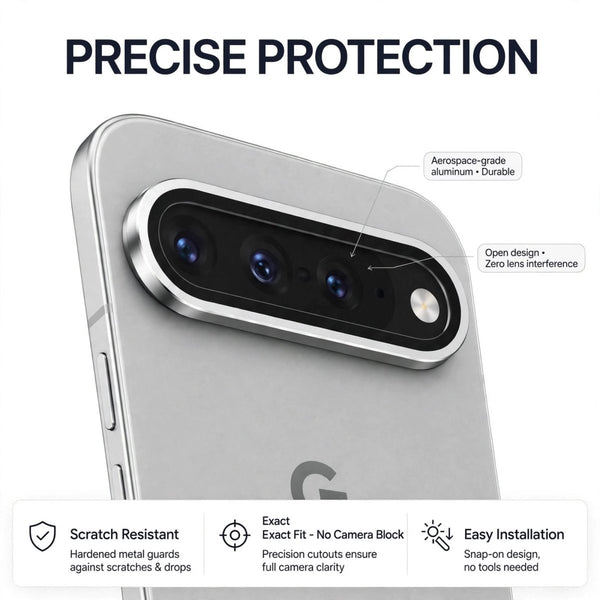 Silver Metallic camera ring lens guard for Google Pixel 11 - The Hatke