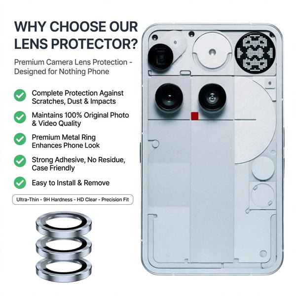 Silver Metallic camera ring lens guard for Nothing Phone 3 - The Hatke