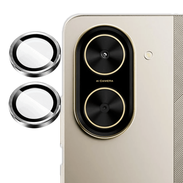 Silver Metallic camera ring lens guard for Poco C71 - The Hatke