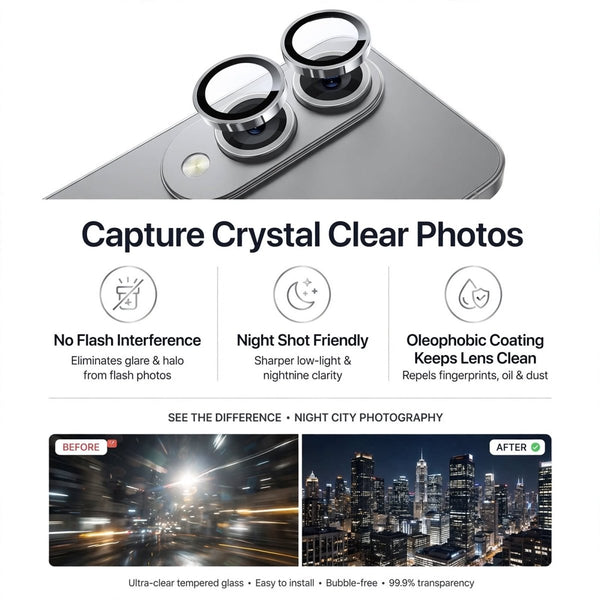 Silver Metallic camera ring lens guard for Samsung S25 Edge - The Hatke