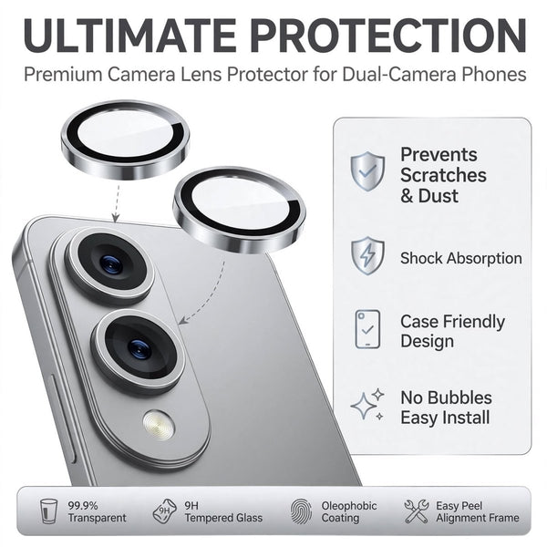 Silver Metallic camera ring lens guard for Samsung S25 Edge - The Hatke