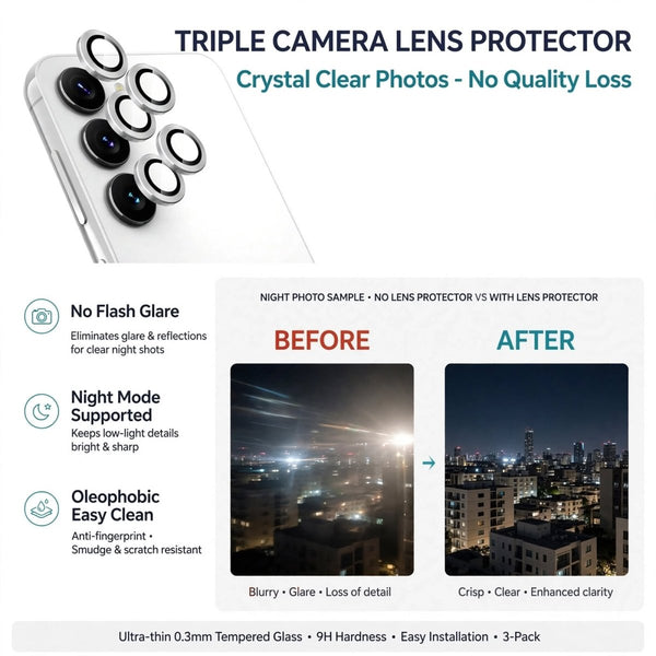 Silver Metallic camera ring lens guard for Samsung S26 - The Hatke