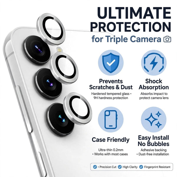 Silver Metallic camera ring lens guard for Samsung S26 - The Hatke