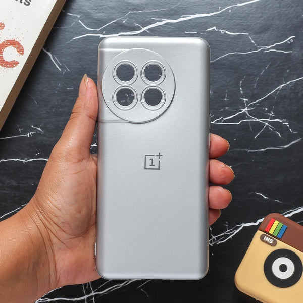 Silver Metallic Finish Silicone Case for Oneplus 11R - The Hatke